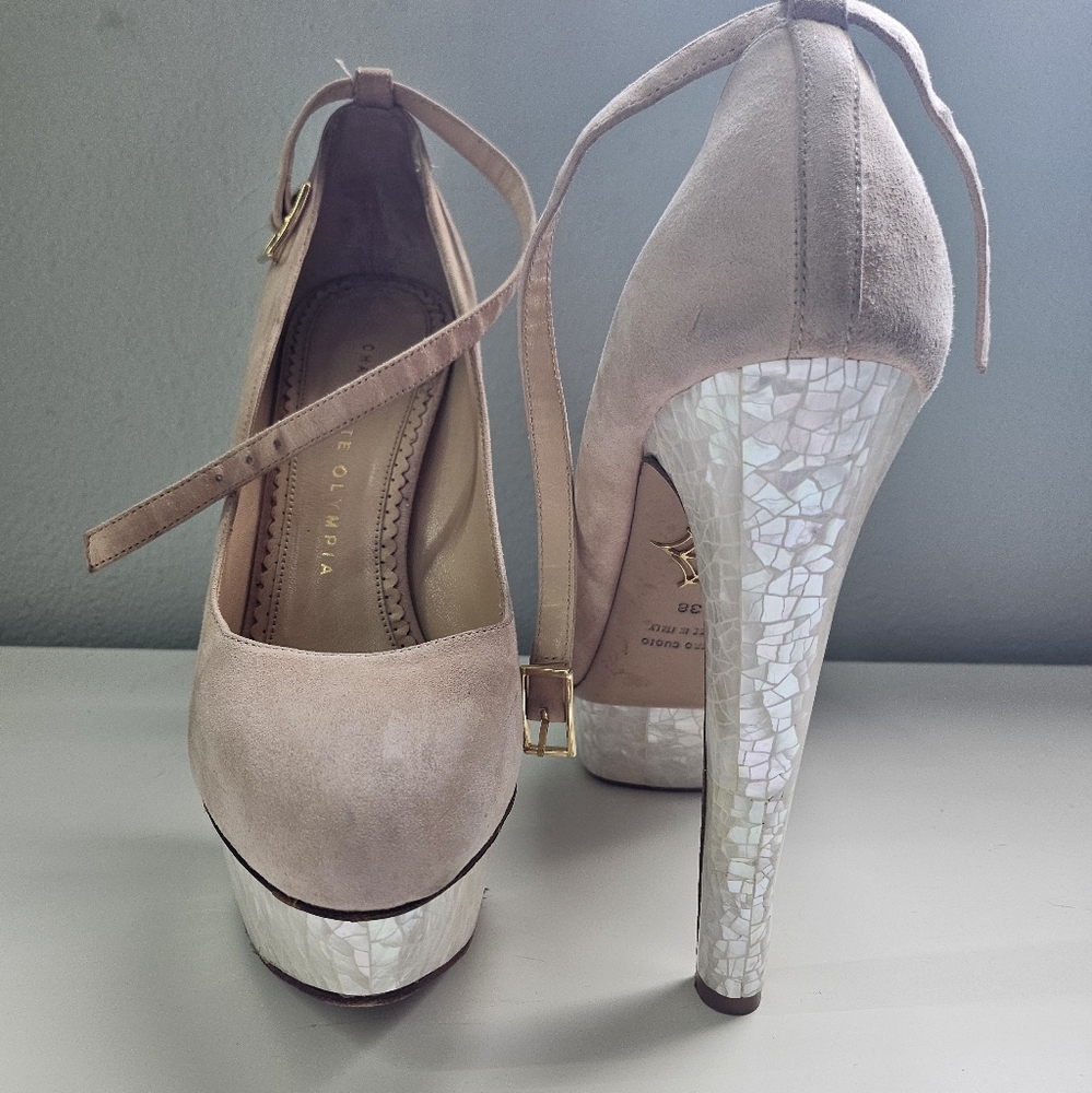 Charlotte Olympia Mother of Pearl Nude Dolly Heels